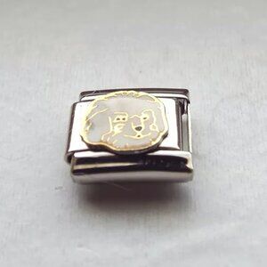 Enamel Bichon Frise dog face 9mm stainless steel italian charm bracelet link 00